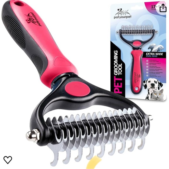 Pat Your Pet Deshedding Brush - Double-Sided Undercoat Rake for Dogs & Cats - Picture 3 of 3